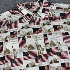 Cotton Traders Sport Shirt Mens Large Patriotic American Flag USA Button Down